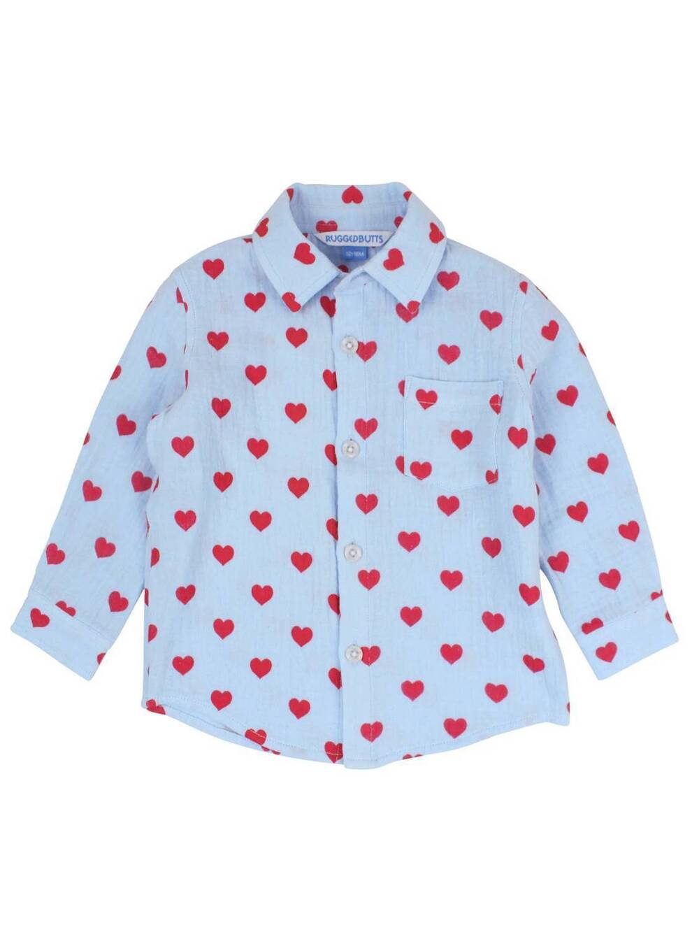NEW RUGGED BUTTS kids steal your heart button down shirt in blue